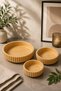 Set of 3 Striped Bamboo Bowls |   Natural Bamboo Fruit Bowl, Snack Bowl, and Presentation Set - 3