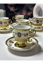 Gold Plated 6-Person Turkish Coffee Cup Set with Stand
