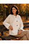 Ecru Color Pearl Special Design Handcrafted Lace Shoulder Detailed Bohemian Jacket - 5