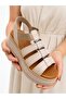 Beige Genuine Leather Women's Sandals - 4
