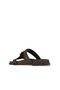 Brown Leather Women's Flat Slippers - 5