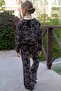 Girl's Tracksuit Set with Bow Pattern and Lacing Accessories, Ages 4-8, Dark Brown - 3