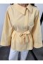 Oversized Collar Belted Women's Shirt - 3