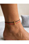 2 Pcs Gold Cube Anklet, Red String Anklet, Black String Anklet, Women's Ankle Bracelet, Elegant Jewelry for Gift, Minimal Bracelet