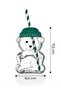 Premium Glass Barista Cold Drink Cup with Teddy Bear Design - 6