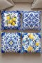 Lemon and Tile Patterned 4-Piece Throw Pillow Cover Set - 4