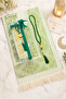 Special for Father's Day: My Dear Dad Embroidered Prayer Rug Set with Prayer Beads, Green - 2