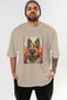 For the Love of Dogs 18 Front Dog Print Beige Oversize T-Shirt 100% Cotton Unisex Dog Lover Premium Design - 2