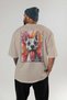 For Dog Lovers 45 Back Dog Print Beige Oversize T-Shirt 100% Cotton Unisex Dog Lover Premium Design - 4