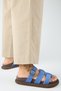 Borde Women's Genuine Leather Scarf and Buckle Nubuck Blue Slippers - 5