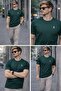 Men's Nefti Green Lycra Single Jersey Fabric Crew Neck Short Sleeve T-Shirt - 2