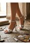 Women's Sandelet Shoes with Ankle Straps and 7cm Heels - 4