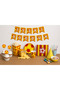 Yellow-Red Birthday Set for 8 People (Plate-Cup-Napkin-Corn Box-Toothpick-Banner)