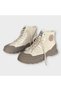 Women's Lace-Up Imported Non-Slip Thick Sole Patent Leather Sports Boots Beige - 3
