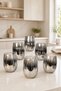 Selam Series 380 ml Silver Titanium Coated Glass Water and Soft Drink Glass Set 6 Pieces Special Design Gift - 2