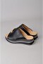 Seç 4095 Genuine Leather Padded Heel Slippers (Heel Height: 4.5cm) Black - 6