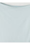 Blue Boat Neck Oversize Soft Touch Women's T-Shirt - 6