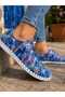 Women's Blue Patterned Genuine Leather Daily Orthopedic Shoes + Available up to Size 36-43 - 4