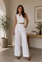 Women's Ecru High Waist Wide Leg Palazzo Trousers