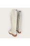 Women's Genuine Leather Colored Sole Thick Heeled Riding Boots Cream - 4