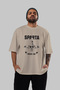 Sparta Gym Oversize Front Printed Beige T-Shirt 100% Cotton Streetwear Premium Comfortable Fit - 5