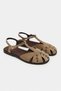Majes Rome Beige Suede Leather Embroidery Detail Flat Sole Women's Sandals - 4