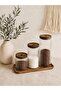 Acacia Lid Borosilicate Glass Jar Set with Acacia Stand (1300Ml-1000Ml-500Ml) - 2