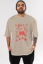 Gym Oversize Front Printed Beige T-Shirt 100% Cotton Streetwear Premium Comfortable Fit - 2
