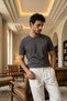 Men's Regular Fit High Quality 100% Cotton Anthracite Basic T-Shirt 24/1 - 6