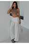 Women's Tie-Waist Sequined Seersucker Stretchy Wide-Leg Trousers - 7