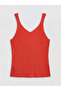 Lcw Everyday Red V-Neck Ribbed Ruffled Women's Knitwear Undershirt - 6