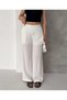 Women's Black Scarf Detailed Wide Leg Loose Trousers with Elastic Waist - 4