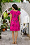 Women's Crew Neck Italian Style Patterned Lined Dress - 5
