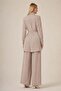 Women's Jacquard Belt Detailed Double Suit Set Beige 31328 - 5