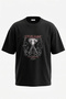 Dream Chasers Design Back Printed Cotton Black Oversize T-Shirt