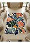 Sdt Special Cut Tropical Leaf and Flower Patterned Cream Woven Base Decorative Carpet Sdt3005 - 2