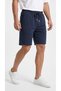 Men's Navy Blue Color Oversize Comfortable Combed Cotton Shorts with Side Pockets - 3