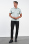Green-White Self-Patterned Polo Collar Short Sleeve Pocket Comfort Fit Cotton T-Shirt 1011260152 - 2
