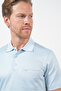 Blue-White Self-Patterned Polo Collar Short Sleeve Pocket Comfort Fit Cotton T-Shirt 1011260152 - 4