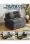 Comfortable Single Folding Sofa Bed for Living Room - Convertible Armchair with Mattress and Cushion, Back Support, Space Saving Design, Ideal Floor Stand, Dark Grey - 8