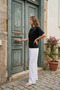 Women's Scarf Detailed Cotton T-Shirt - 5