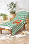 Crab-Themed Striped Marine Beach Towel - Mediterranean Style Green and White Quick-Dry Microfiber Towel - 7
