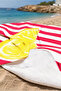 Lemon Themed Striped Beach Towel - Tropical Modern Red White Pool Sea Bath Seaside Coverlet - 3