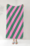 Striped Pink Green Modern Beach Towel - Minimalist Cross Line Quick-Dry Microfiber Towel - 2