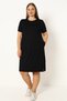 Women's Plus Size Black Viscose Dress with Pockets and Button Detail on the Sleeves