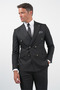Black-Grey Swallow Collar Double Breasted 6 Drop Slim Fit Full Lining Flexible Suit 1001260173 - 3