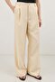 Light Beige Wide Leg Pleated Trousers