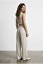 Stripe Detailed Linen Trousers-Natur - 2