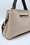 Women's Cream Brown Crossbody Hand and Shoulder Bag with Internal Pocket, Front Accessory and Belt Detail - 5
