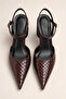Women's Burgundy Patent Leather Open Back Stiletto 8 cm Heel Comfortable Full Mold. - 3